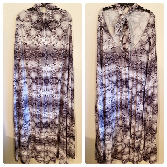 Rare ASOS Design Snake Halter Trapeze Pleated Dress - Picture 6 of 13